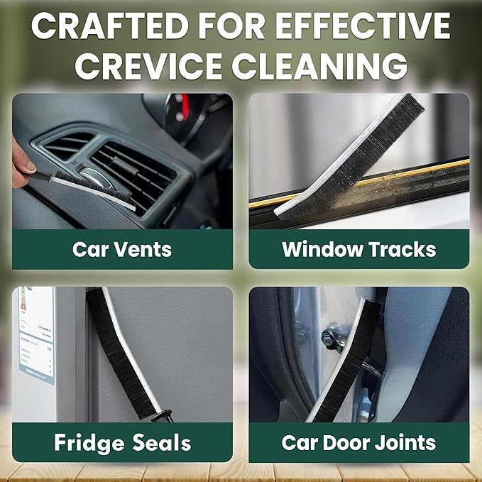 Crevice Cleaning Brush Set – 3Pcs Hard Bristle Cleaning Tools for Grout, Tile Floors, Gaps & Narrow Spaces – Small Grout Scrub Brush for Cleaning Bathroom, Shower, Window Tracks, Kitchen