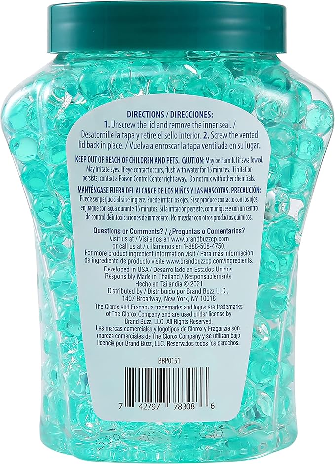 Clorox Fraganzia Crystal Beads Air Freshener Value Pack in Island Orchid Scent - Long-Lasting Odor Eliminator Gel Beads to Freshen Home, Car, or Office, 12 Fl Oz Twin Pack (24 Oz Total)