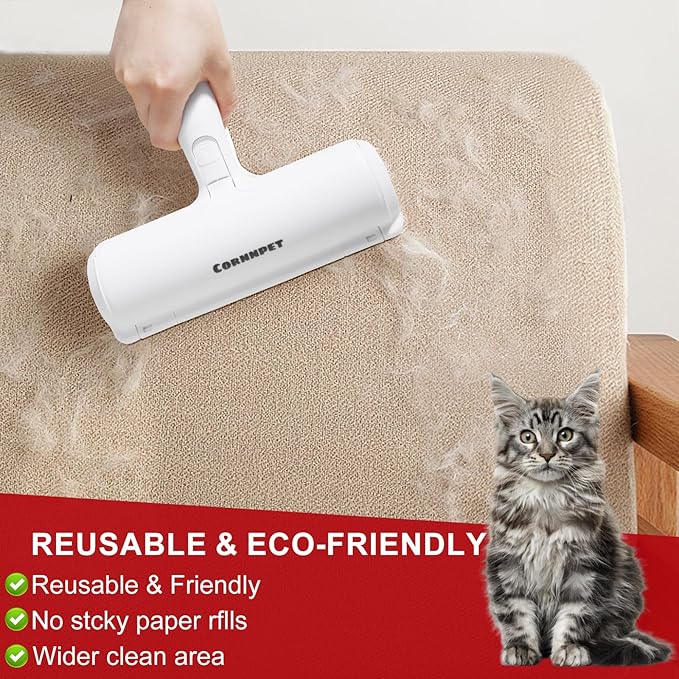 Cornnpet Roller Pet Hair Removal Tool – Reusable Lint Roller for Dogs & Cats – Self-Cleaning Fur Remover Brush - Portable, Multi-Surface Fur Removal Tool - Glove Brush and Pet Hair Extra Sticky Roller