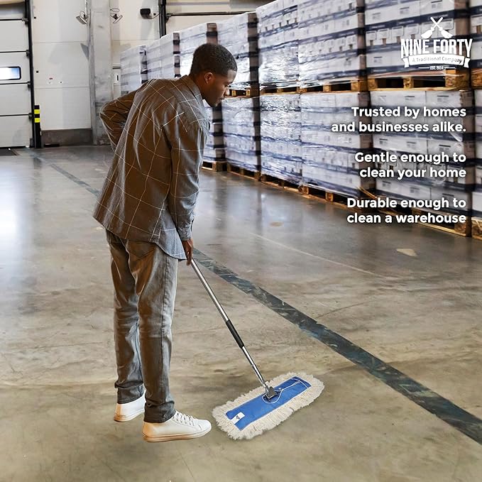 Nine Forty Industrial-Grade 18x5 Cotton Dust Mop Head Refills, Perfect Replacement for Busy Home, Gym, Industrial and Commercial Spaces, Heavy-Duty Mop for Janitorial & Housekeeping Needs - 1 Pack