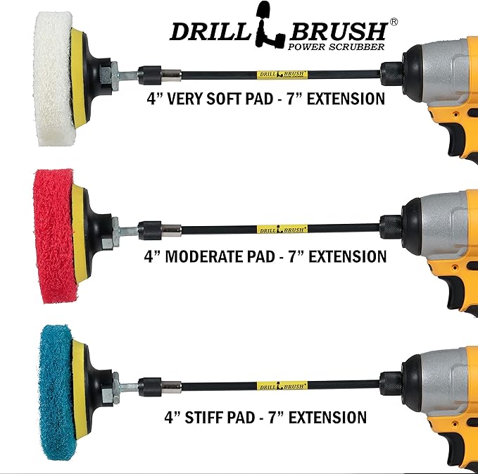 Drillbrush - Drill Scrub Brush Attachment - Brush Hard Cleaning - Grill Brush and Cleaner - Powered Grill Brush - Cleaning Tools - Drill Brush Bathroom Cleaner Pads - Bathroom Shower Cleaner