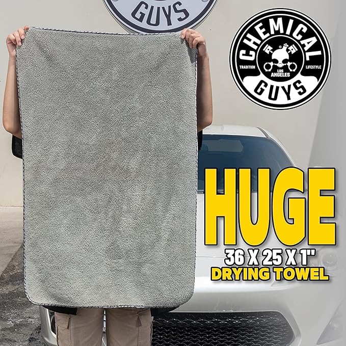 Chemical Guys Woolly Mammoth Large, Super Absorbent and Soft Microfiber Towels for Cars, Gray (36 x 25 inches) 2-Pack