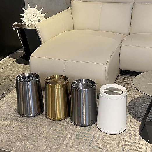 10L / 2.6Gal Small Stainless Steel Sliver Trash Can,Metal Bathroom Garbage can with Lid,Modern Home Décor Wastebasket with Flipping Lid, Garbage Can for Kitchen,Bathroom,Living Room(Silver),