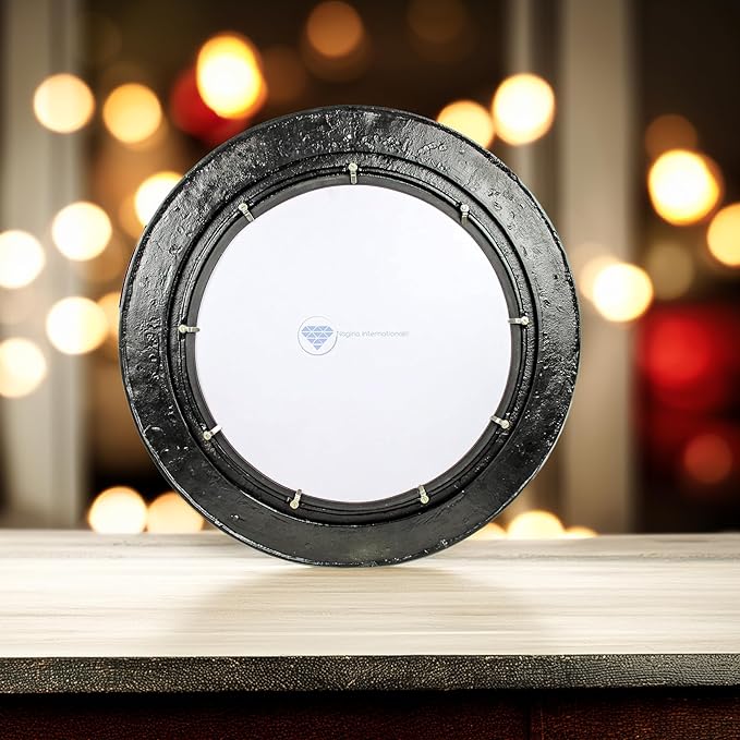 Nagina International Premium Vintage Antique Rustic Polished Aluminium Black Porthole (20 Inches)