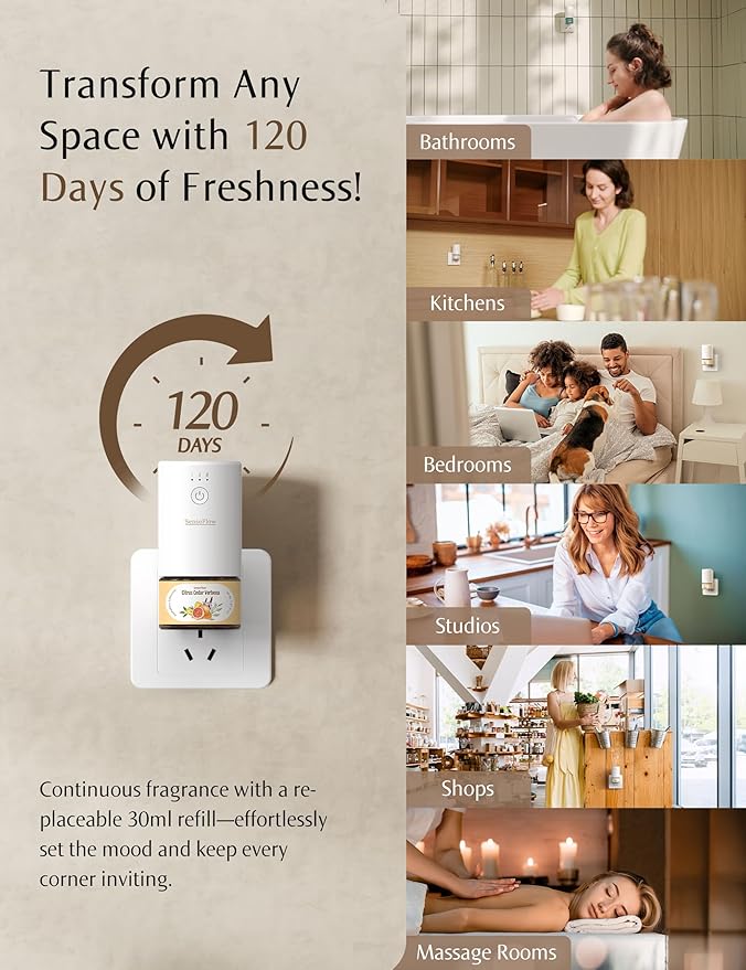 Home Scent Refill for Space Fragrance Diffuser SF101/SF101S, Up to 120 Days of Premium Fragrance per Refill, Household Essential 1 Pack, Palmarosa