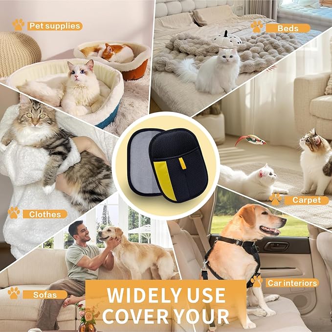 XIDEAEO Pet Hair Removal Glove for Dogs & Cats, Upgraded Reusable Electrostatic Pet Hair Gloves, Pet Hair Remover Tool for Clothing, Couch, Carpet,Pet Beds, Car Seat, Convenience for Busy Pet Owners