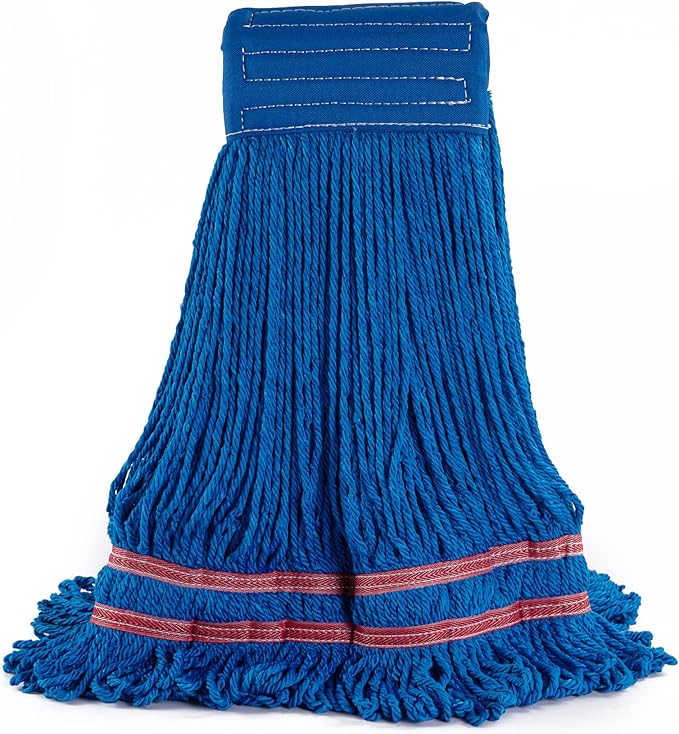 Matthew Cleaning Microfiber String Mop Heavy Duty Commercial Wet Mop Head Replacement,Excellent Absorbency,Premium Launderability,Reusable for Home,Commercial and Industrial Use(Blue,6Pack)