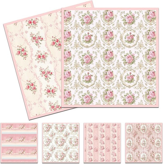 Pink Floral Swedish Dishcloths for Kitchen, 6 Pack Reusable Flower Swedish Dish Cloths, Absorbent Fast Drying Sponge Paper Towels for Cooking Cleaning Home Decoration Housewarming Gifts