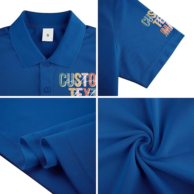 Personalised Polo Shirt Custom Work Shirts for Men Women Printed Text or Logo Working Top, Casual Wear, and Sports Teams