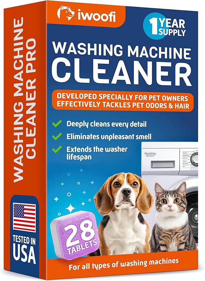 2026 NEW - PRO Washing Machine Cleaner Tablets for Pet Owners – Eliminates Pet Odors, Hair, Residue & Hard Water Buildup - Septic Safe Deep Clean for Front & Top Load Washers - 28 Pack for a 1 Year