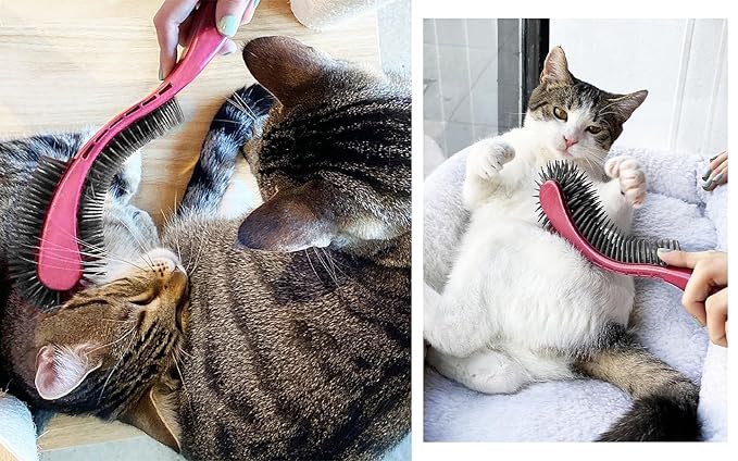 KittyWand Cat Brush, Pink. Designed for Comfort, Created for Results. This innovative grooming brush features multi contoured shapes that gently adapt to your cats body for stress free grooming.