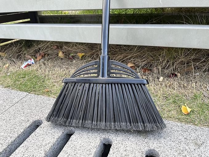 Xifando Four-Section Rod Long-Handled Broom,Heavy-Duty Broom, Angle Broom for Outdoor/Indoor（Black+Yellow）
