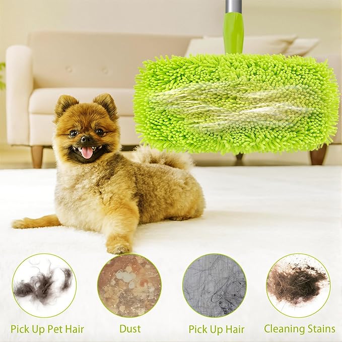 Sakerplus Chenille Mop Refill Pads for Home Use– Replacement Mop Heads for Floor Cleaning,Fits Most Standard Mops, for Hardwood Tile Laminate Floors (Fluorescent Green 6PCS)