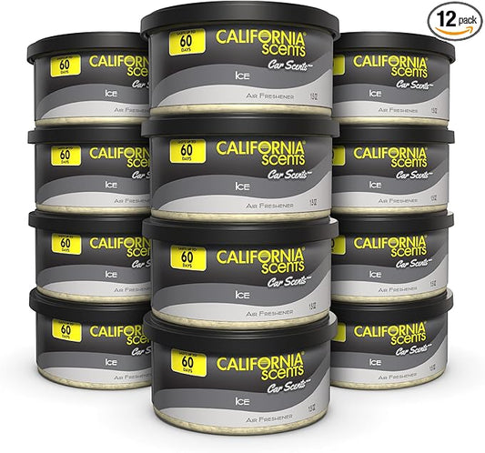 California Scents Car Freshener Can, Odor Neutralizer, Stocking Stuffers, Ice Scent, Pack of 12