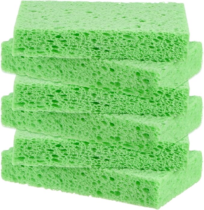 M METERXITY 6-Pack Kitchen Sponges, Condense Eco Cellulose Non-Scratch Scrub Heavy Sponge for Kitchen/Household/Bathroom, Clean Tough Messes Dish Scrubber [Green]