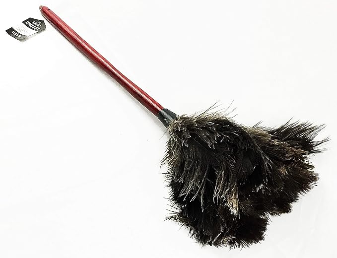 28-29" Natural Ostrich Feather Duster with Long Wooden Handle - Eco-Friendly & Reusable for Cleaning and Dusting
