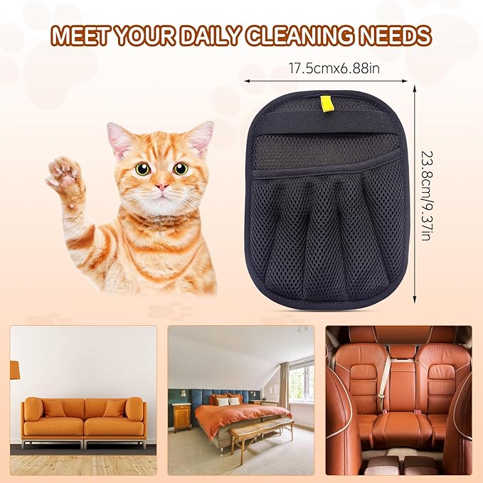 Yionaiyi Pet Hair Remover Electrostatic Gloves,Pet Hair Removal for Cats & Dogs, Cat Grooming Gloves，Pet Hair Fur Removal Mitt, Cleanup for Furniture, Clothing, and Upholstery,Reusable (2pcs)