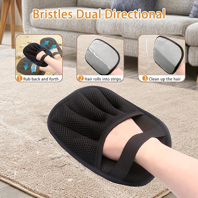 Woleigiao 2 PCS Pet Hair Remover Glove Reusable cat and Dog Hair Remover Static dehairing Gloves for Sofas, Furniture, Carpets, car Seats, pet Grooming cat and Dog dehairing Tools
