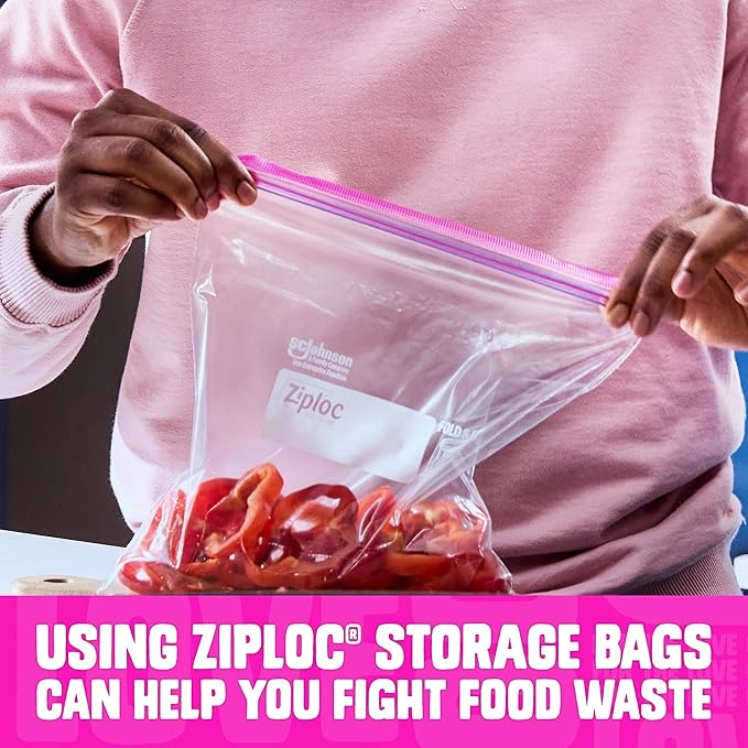 Ziploc Gallon Food Storage Bags, Stay Open Design with Stand-Up Bottom, Easy to Fill, 96 Count