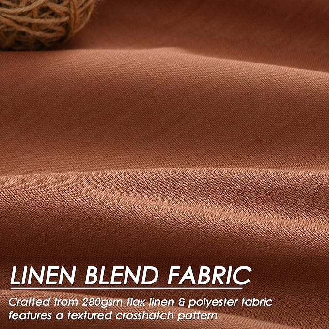 100% Blackout Linen Curtains 84 Inch Length 2 Panels Terracotta Light Blocking Darkening Living Room Curtains 84 Inches Long Elegant Modern Back Tab Pocket Noise Reducing Drapes for Nursery 52X84