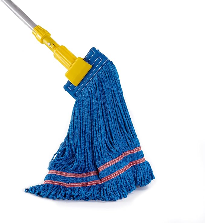 Matthew Cleaning Microfiber String Mop Heavy Duty Commercial Wet Mop Head Replacement,Excellent Absorbency,Premium Launderability,Reusable for Home,Commercial and Industrial Use(Blue,3Pack)