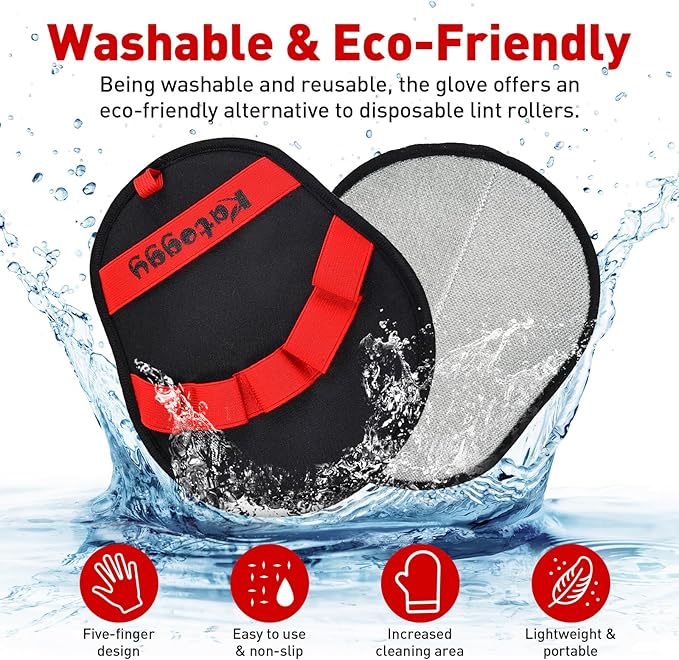 Katoggy Pet Hair Removal Glove for Dog and Cat, Reusable Pet Hair Remover, Ergonomic Five-Finger Design, Effective Hair Removal for Laundry, Furniture, Car Seat and Household Surfaces