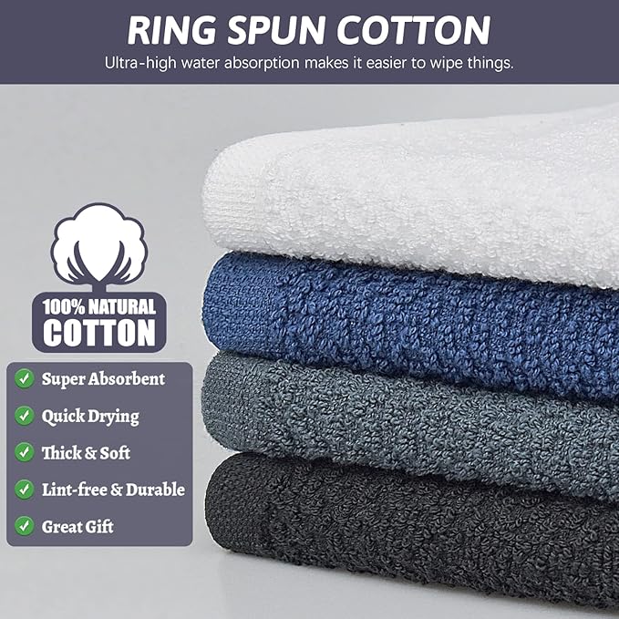 Nialnant 4PCS Cleaning Rags,100% Cotton Terry Dish Rags for Washing Dishes,Quick Drying Dish Cloths,Dish Towels for Kitchen,Purple Plaid-12x12in