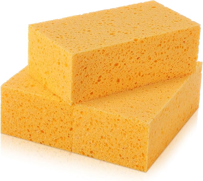 Mimorou 3 Pcs Large Sponge Bulk 7.9 x 3.9 x 2.4 Inch Grouting Car Washing Sponge for Thick Cleaning and Dish Washing