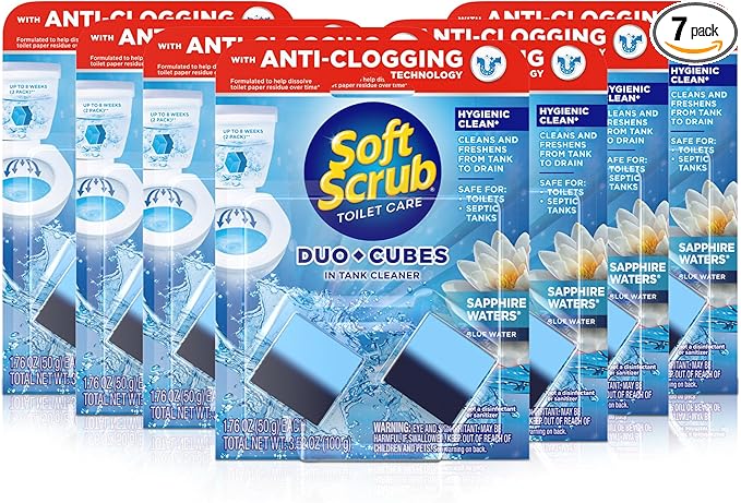 Soft Scrub DuoCubes In-Tank Toilet Cleaner, 2ct, Sapphire Waters (7 Pack)