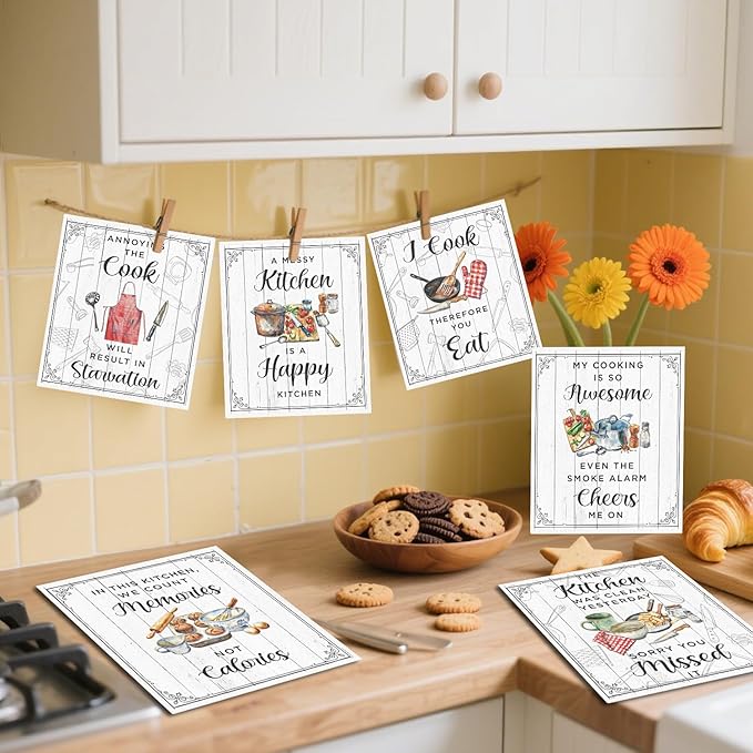 Funny Swedish Dishcloths for Kitchen - 6PCS Funny Kitchen Wash Cloths for Dishes Reusable, Cooking Themed Washable Sponge Towels Gifts for Home Party Cleaning Housewarming