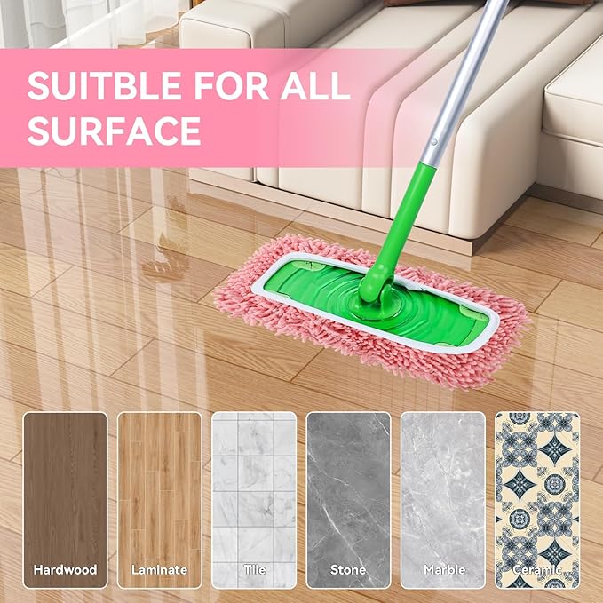4Pcs Reusable Microfiber Mop Pads Compatible with Swiffer Sweeper，Dry Sweeping Cloths & Wet Mopping Cloths Washable Wet Pads for Hardwood Surface Floor Cleaning