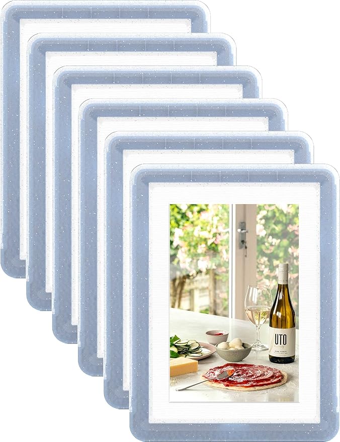 6-Pack 5x7 Picture Frame or 4x6 with Mat – Shatterproof Plastic Photo Frame for Family, Nursery & Playroom, Wall & Tabletop Picture Frames for Home Office, Safe Lightweight Design, in Crystal Blue