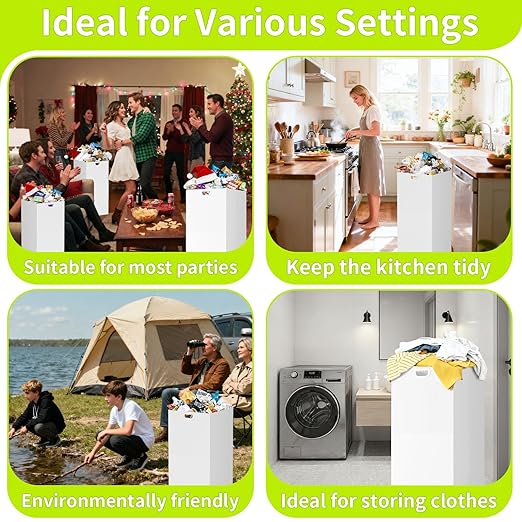 13 Gallon Disposable Trash Cans for Parties, 2 Pack Extra Large Portable Trash Can White Pop Up Trash Cans Bin, Recycle Collapsible Garbage Can Bins for Party Kitchen Camping Trash Can