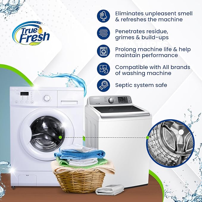 True Fresh- 49 Pcs Bundle- Garbage Disposal Cleaner -Compatible with All Disposal Brands and Washing machine Cleaner Tablets compatible with Front Loader -Top Loader -HE, Deodorize and Descales