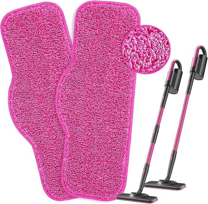 KEEPOW Microfiber Steam Mop Pads Compatible with Schenley Steam Mop 7 in 1, Washable and Reusable Mop Replacement Pads Steam Cleaner Attachments for Multi Surface Floor 2 Pack