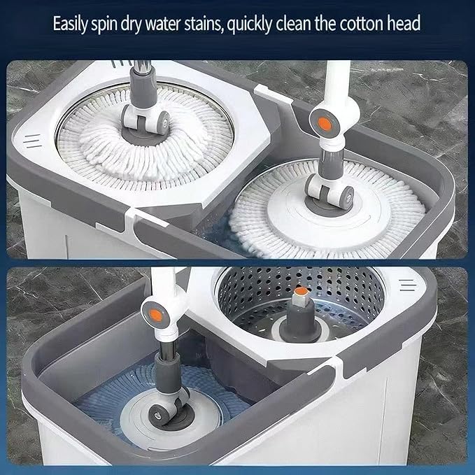 ZMYOOHML Spin mop and Bucket Set with Dual Drive Labor-Saving Design for Truly Hands-Free Washing and Easy Drying