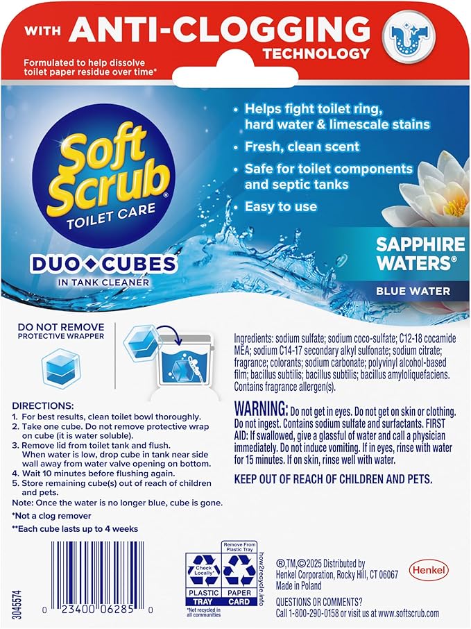 Soft Scrub DuoCubes In-Tank Toilet Cleaner, 2ct, Sapphire Waters (7 Pack)