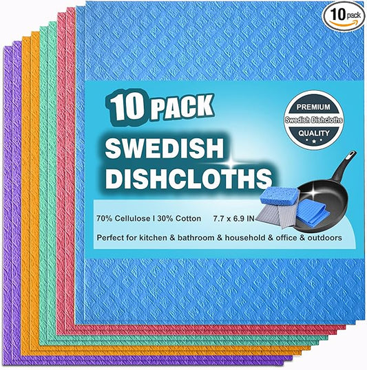 12 Packs Swedish Dishcloths for Kitchen, Reusable Paper Towels Compostable Swedish Dish Clothes for Kitchen and Household Use