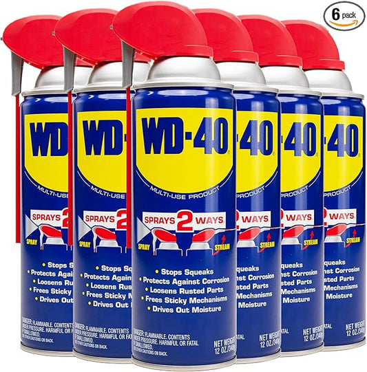 WD-40 Original Formula, Multi-Use Product with Smart Straw Sprays 2 Ways,12 OZ [6-Pack]