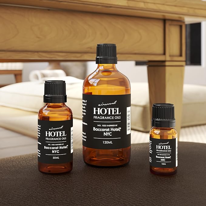AirScent Hotel Diffuser Oil No. 1023 Inspired by The Baccarat Hotel Scent - Love Affair Fragrance Oil for Ultrasonic and Waterless Diffusers and Crafting - 30 mL, 1 fl oz Glass Bottle with Dropper