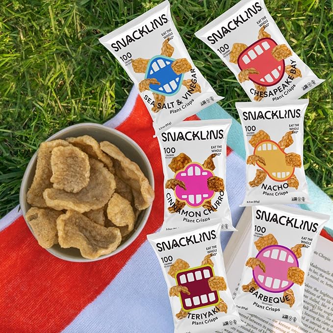 SNACKLINS Plant Based Crisps - Vegan Healthy Snacks - Gluten Free, Grain Free, Plant Based Crisps, 100% Kosher For Passover, Low Calorie - No Added Sugar, Crunchy, Puffed Snack - Variety Pack - 3oz Bag (Case of 12)