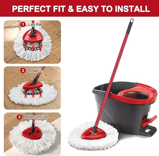 7 Pack Mop Heads Replacement for O-Ceda Easy Wrin Spin Mop, Microfiber Spin Mop Refills, Easy Cleaning Mop Head Replacement (7pcs 1-Tank Mop White)