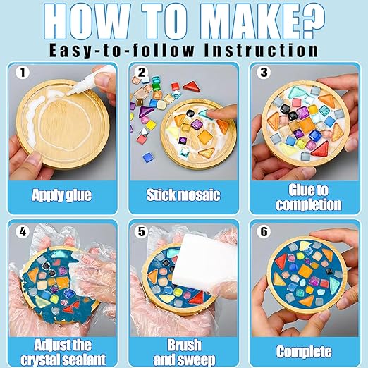 OOTDART Mosaic Crystal Grout, Mosaics Tile Tools, Mosaic Tile Accessories – Essential for Handmade Grouting and Perfect for DIY Craft Projects (Azure, 8.8oz)