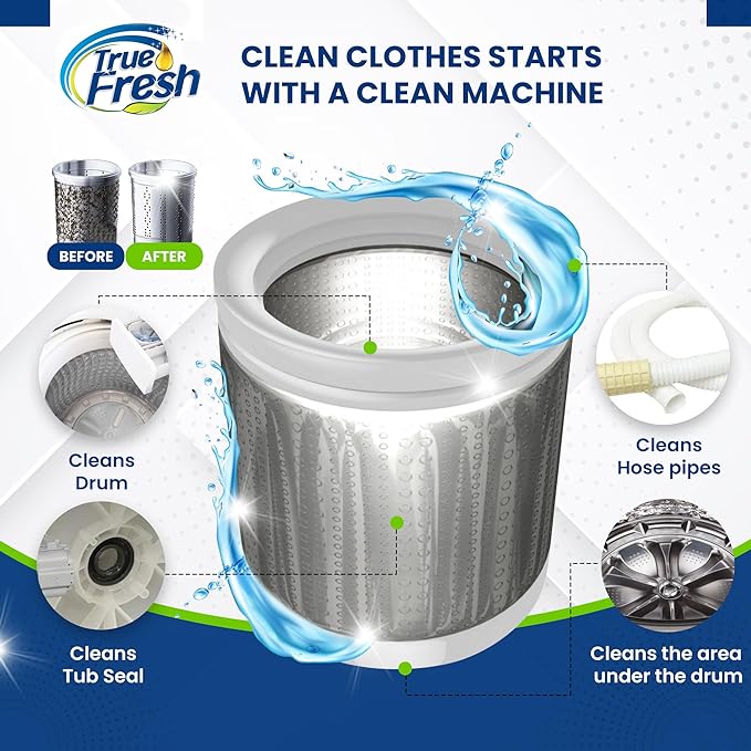 True Fresh- 49 Pcs Bundle- Garbage Disposal Cleaner -Compatible with All Disposal Brands and Washing machine Cleaner Tablets compatible with Front Loader -Top Loader -HE, Deodorize and Descales