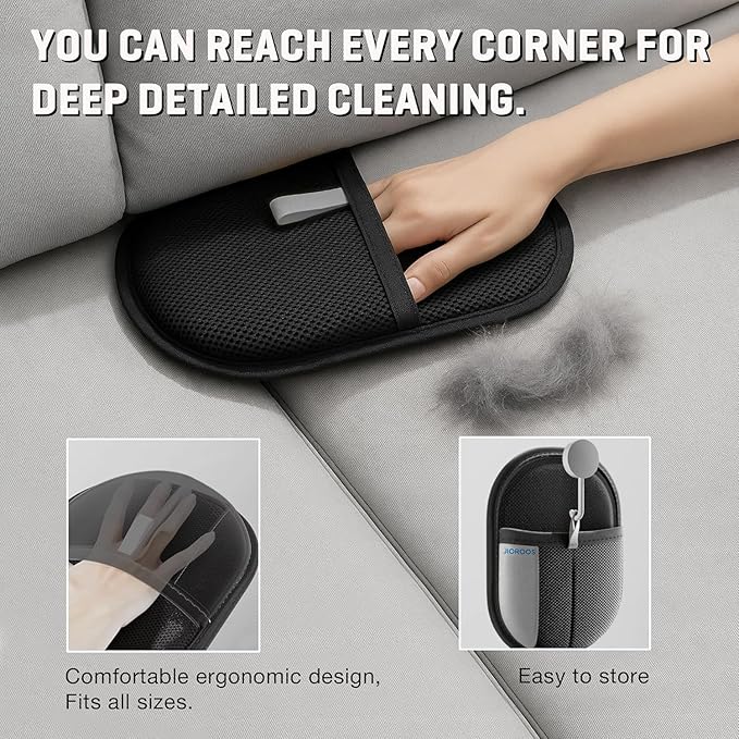 Jioroos Pet Hair Removal Glove for Cats & Dogs, Upgraded Electrostatic Reusable Pet Hair Remover Tool, Magic Fur Removal Mitt for Laundry, Couch, Carpet, Car Seat, Pet Grooming Gloves (2)