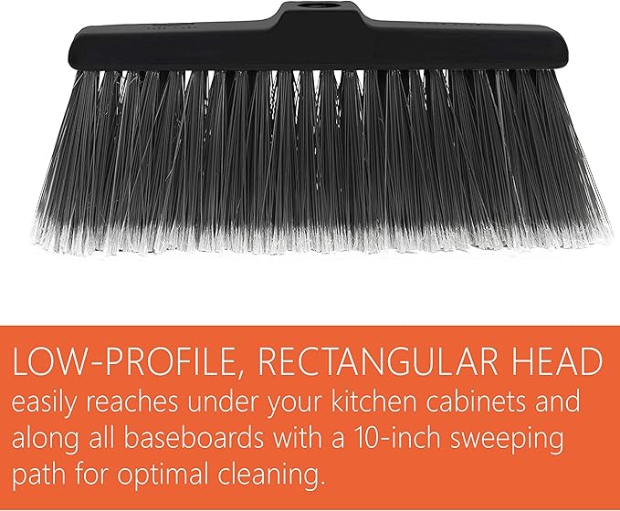 Fuller Brush Black Kitchen Broom – Heavy Duty Floor Sweeper with Fine Bristles & Adjustable Steel Handle - Dust Sweeping for Home or Office Wood, Laminate, Linoleum and Tile Floors (Head for Broom)