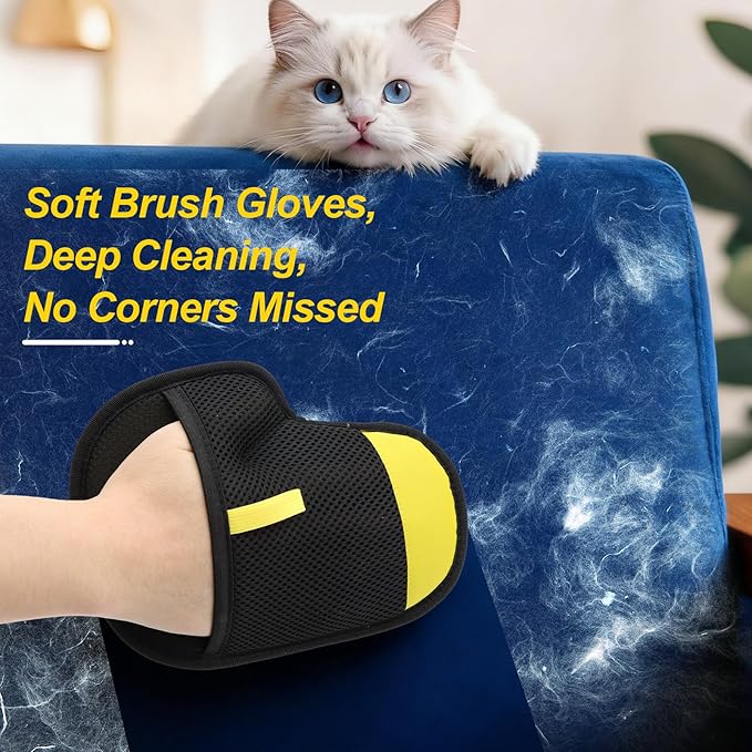 CONAMEI Pet Hair Removal Glove for Dogs and Cats,1 PCS Upgraded Double Sided Electrostatic Pet Hair Removal Gloves,Reusable Pet Cat Dog Hair Remover Gloves for Couch,Carpet,Bed Sheets,Blankets,Clothes