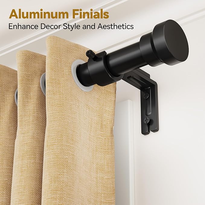Curtain Rod 32-88 Inch, Heavy Duty 1 Inch Adjustable Curtain Rods for Windows, Black Long Window Treatment Rods, Modern Design, Easy Installation