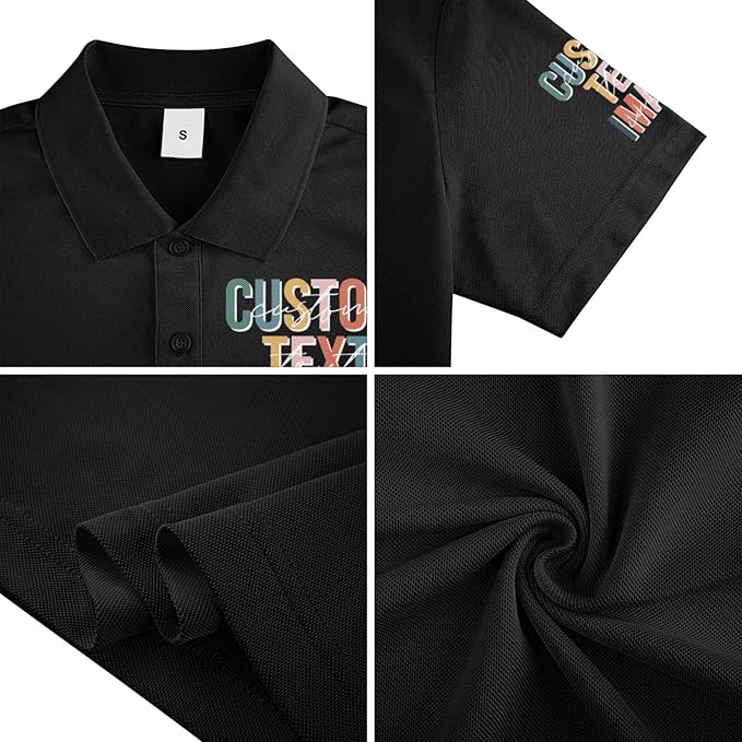Personalised Polo Shirt Custom Work Shirts for Men Women Printed Text or Logo Working Top, Casual Wear, and Sports Teams