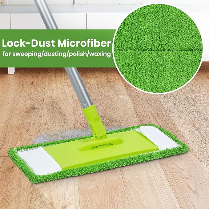 Mops for Floor Cleaning with 2 Different Washable Mop Refill Pads Hardwood Floor Mop with 55” Long Handle Multifunction Dust Mops for Kitchen Tile